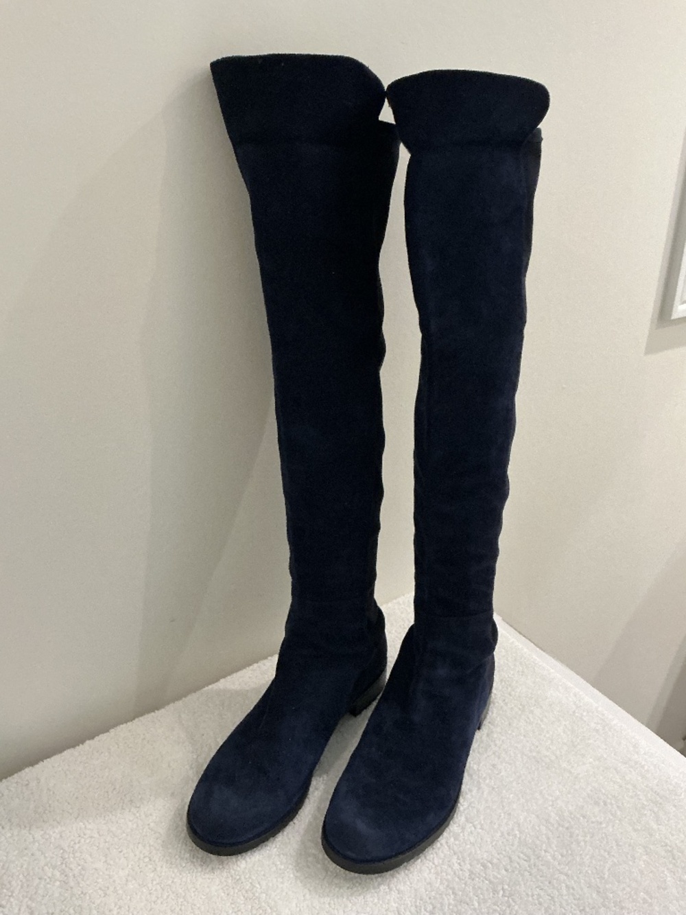 Stuart Weitzman Navy Blue Suede Over-The-Knee 5050 Boots - Size 8M